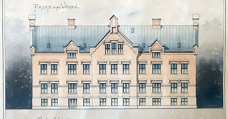 Svanbyhemmet,fasadritning från 1903